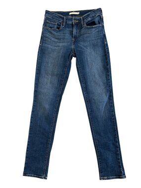 Levis Women's Sz 27 Mid-Rise Skinny Jeans Dark Wash Denim Stretch Classic Style